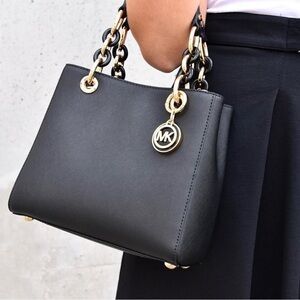 Michael Kors Black and Gold Chain Tote